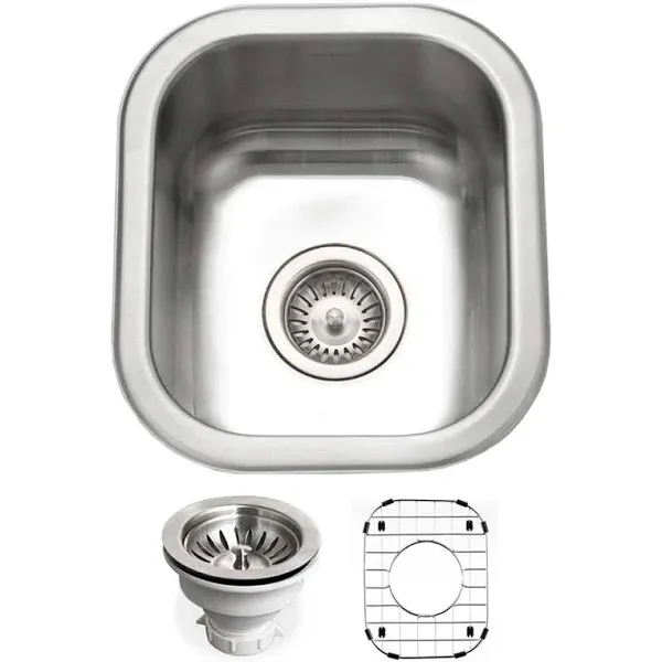 HOUZER CS-1307-C Club Bar Sink with Accessory Combo Pack, Stainless Steel