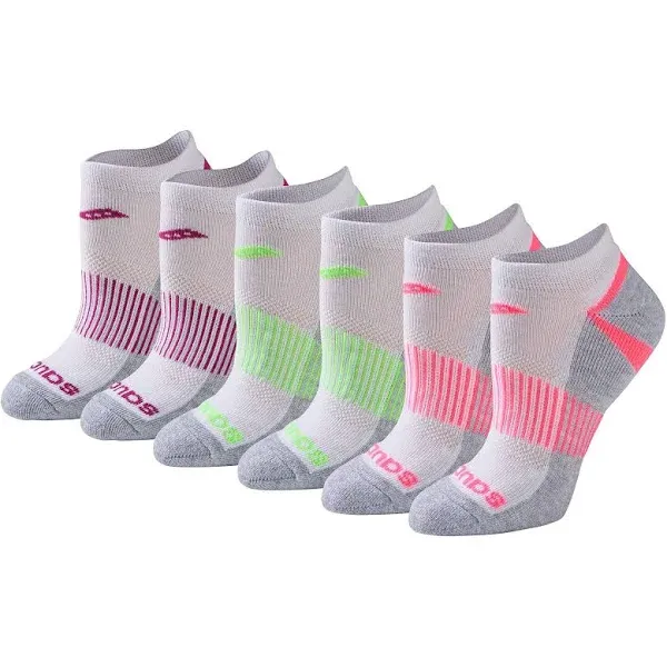 Saucony Women's RunDry Performance Selective Cushion Socks, Available in S-L (6, 12 Pairs )