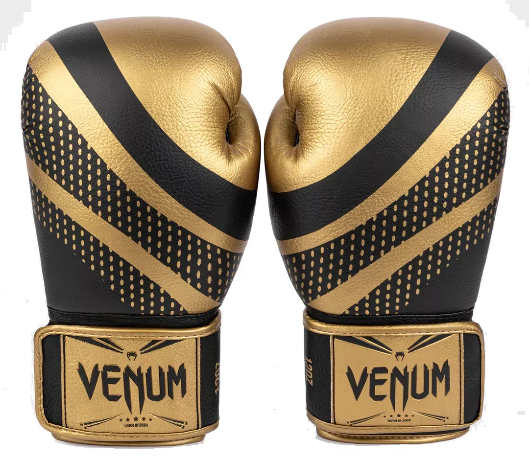 Venum Lightning Hook and Loop Boxing Gloves - 12 oz. - Gold/Black