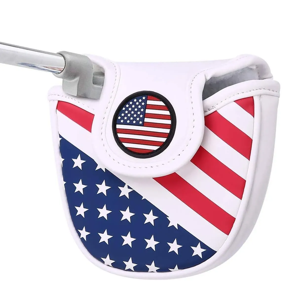 Water-proof Pu Leather USA Flag Golf Mallet Head Cover Magnetic Putter Cover