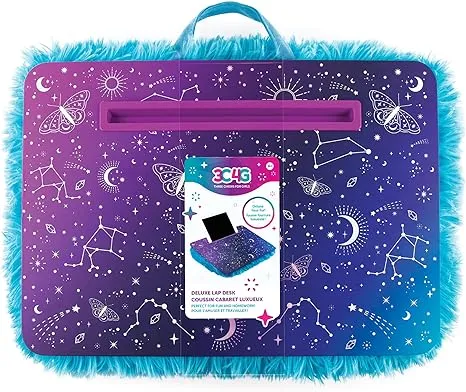 3C4G Celestial Deluxe Fur Lap Desk - Portable Lap Pillow Desk for Kids with Media Slot - 12” x 16.9” Lap Desk for Laptop, Tablets, & Notebooks by Make It Real