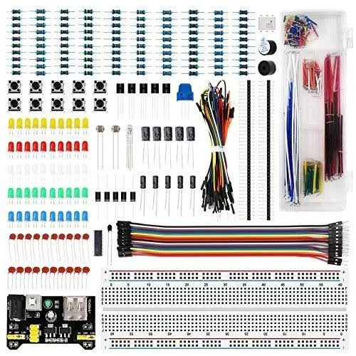 Electronics Fun Kit with 830 tie-Points BreadboardPowe<wbr/>r SupplyJumper WiresRes...