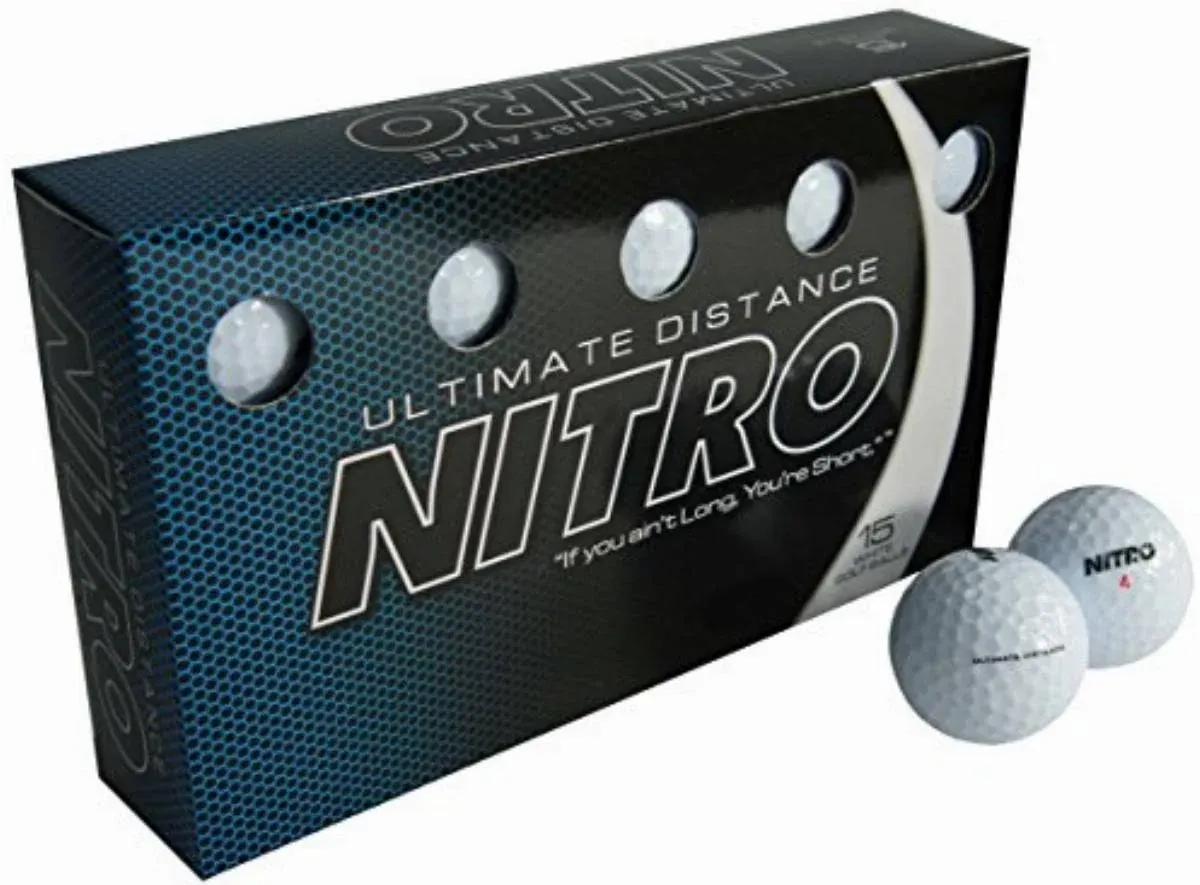 Long Distance High-Durability Golf Balls (15PK) All Levels-Nitro Ultimate Distance Titanium Core High Velocity Great Stop & Sticking ability Golf Balls USGA Approved-Total of 15-Orange