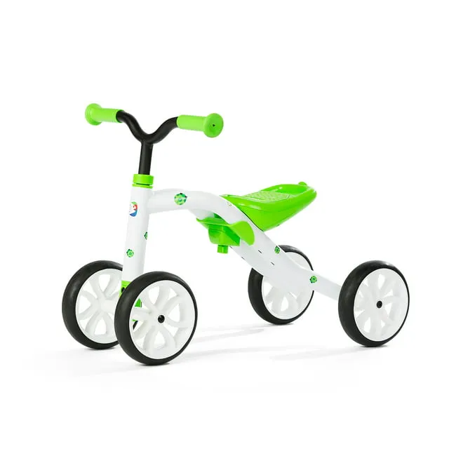 Chillafish Quadie 4-wheel grow-with-me ride-on with adjustable seat height  for boys and girls 1-3 year  silent non-marking wheels  lime