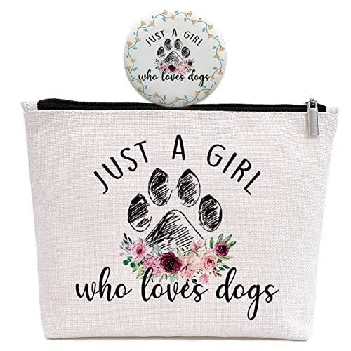 GevGuxLuo Dog Gifts for Dog Lovers, Dog Makeup Bag for Women with Mirror, Dog Birthday Gifts Ideas for Daughter Sister Bestie, Cute Dog Themed Gifts Animal Lovers Gifts for Women Who Loves Dogs