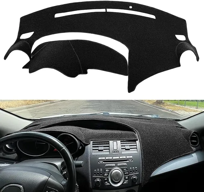 Dashboard Cover Dash Cover Mat Pad Carpet Custom Fit for Mazda 3 2010 2011 2012 2013 (Black) Y47