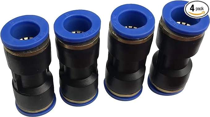 Fuel Line Union Quick Connector Hose Coupler straight for 3/8" ID 1/2" OD Nylon Hose, Pack of 4