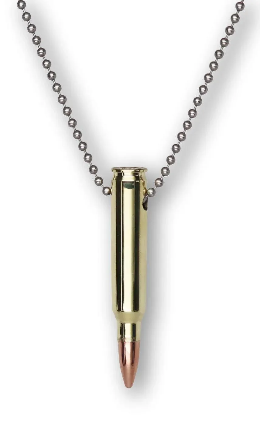 Remington 223 Bullet Necklace 30 Inch Stainless Steel Dog Tag Chain NK-639BC