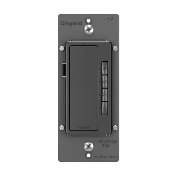 Legrand radiant 4 Button 60-Minutes, 40-Minutes, 20-Minutes, 10-Minutes Indoor Digital Countdown Timer, Black RT2BK