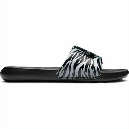 Women s Nike Victori One Slide Print Black/Black-Metallic Silver (CN9676 011) - 6