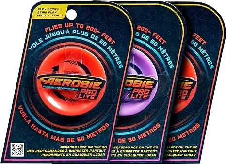 Aerobie Pro Lite 3-Pack Miniature Throwing Discs, Perfect for Kids, Backyard Games & Disc Golf, Outdoor Games for Adults and Family Ages 5 & Up