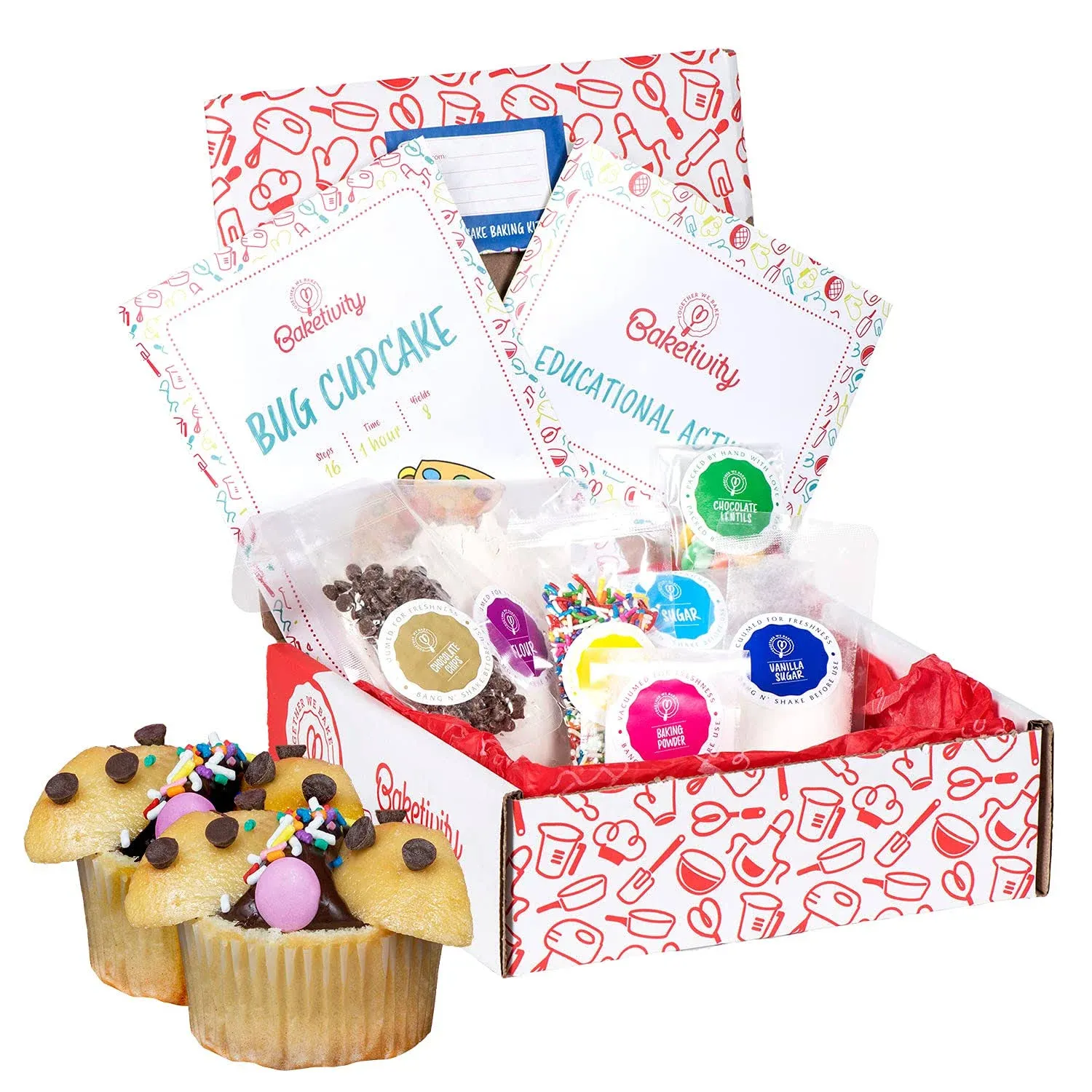 Baketivity Kids Baking DIY Activity Kit - Bake Delicious Bug Cupcakes with Pre-Measured Ingredients – Best Gift Idea for Boys An