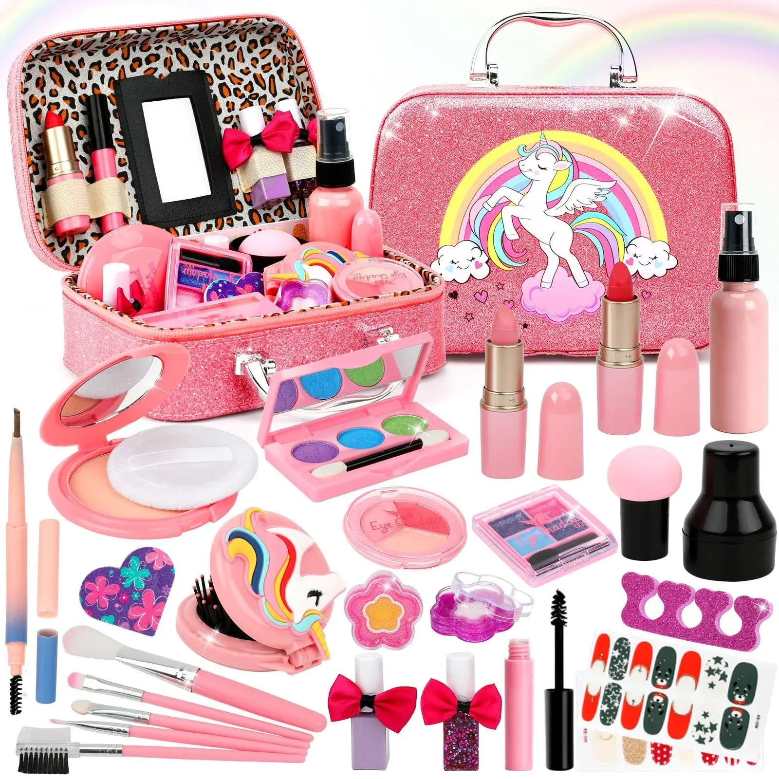 Kids Makeup Kit for Girls Real Washable Makeup Toy for Little Girl Princess P...