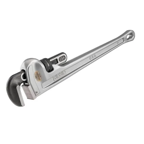 RIDGID 31105 Model 824 Aluminum Straight Pipe Wrench, 24-inch Plumbing Wrench, grey