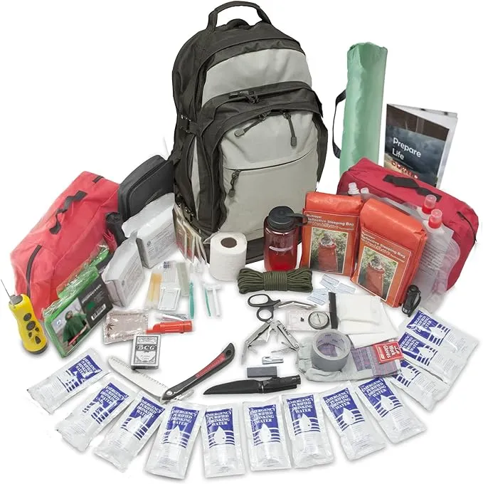 Emergency Zone Stealth Tactical 2-Person, 72-Hour Emergency Survival Kit, Wilderness Survival Gear, Waterproof & First Aid, Food & Water, Ready for Earthquake, Hurricane, Disaster Preparedness