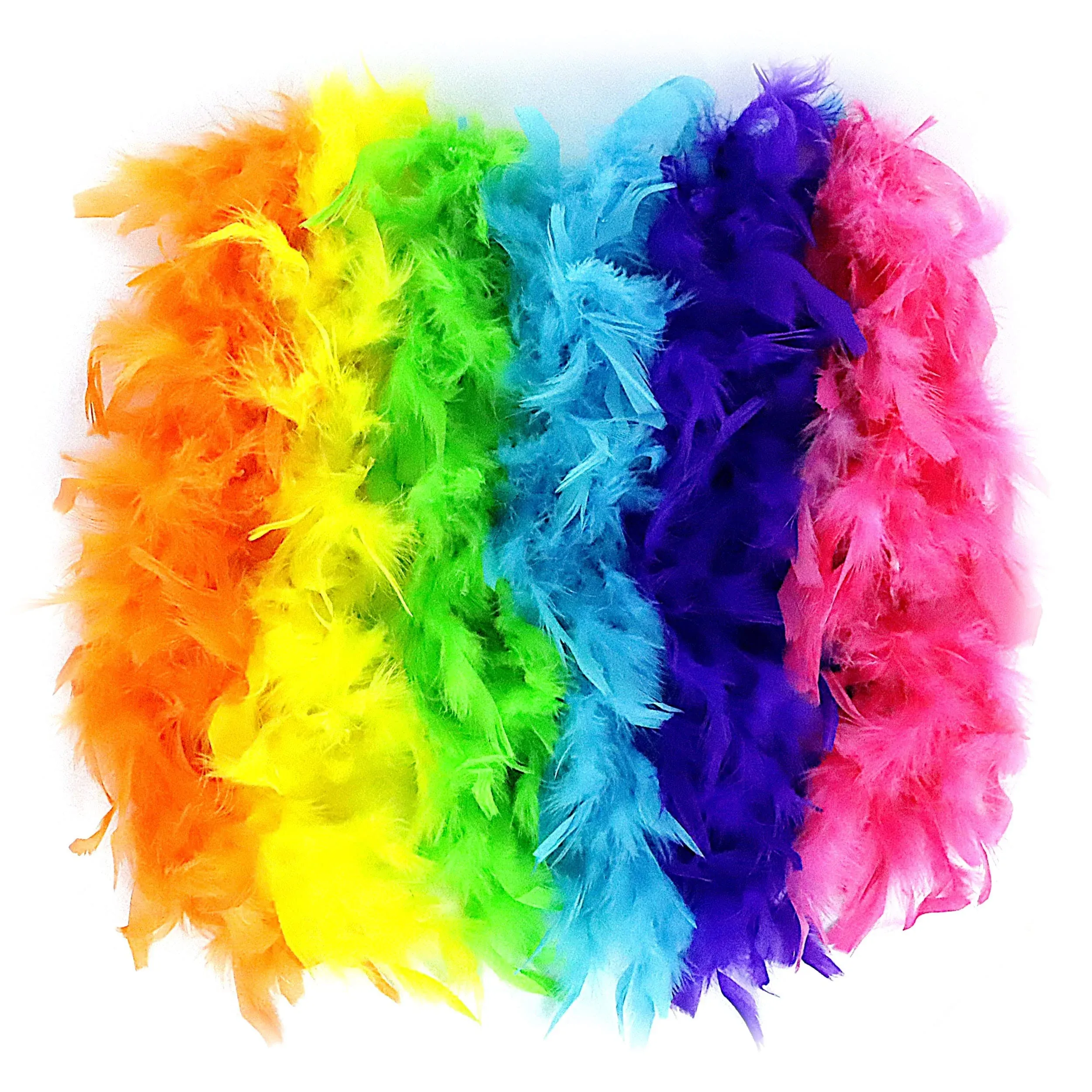 Neon Feather Boas - 6 Pack of 6 Feet Long Boas with Feathers - Perfect for Halloween Costumes, Party Outfits, and Party Favors