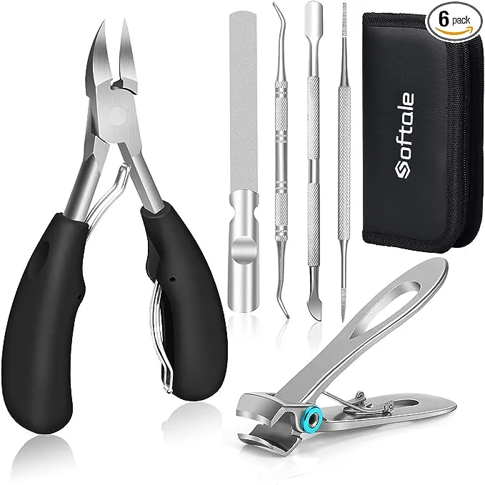 Large Toenail Clippers for Thick & Ingrown Nails Podiatrist Toenail Clippers Kits Stainless Steel Super Sharp Curved Blade Grooming Nail Tool for Man & Women