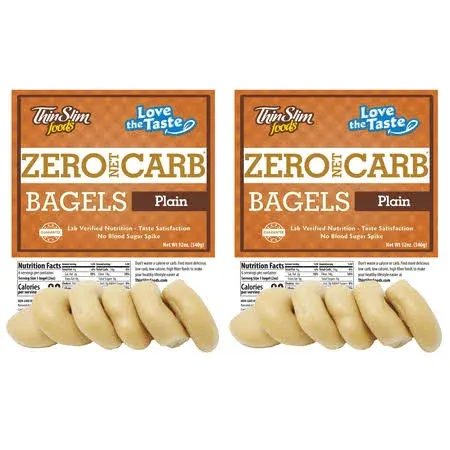 ThinSlim Foods Keto Bagels | Keto Bread Alternative | Low Carb Plain, 2 Pack (6 Zero Net Carb Bagels Per Pack)