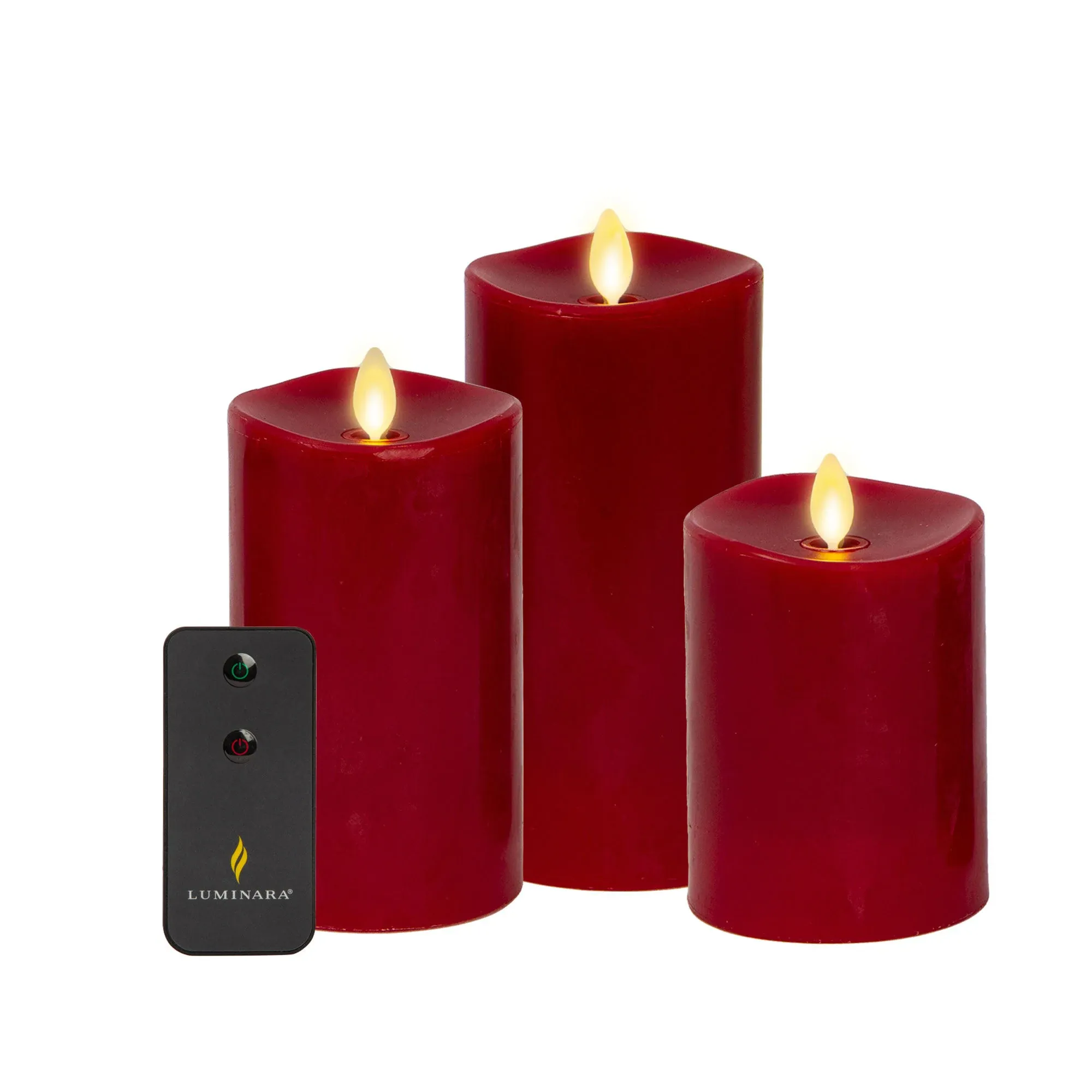 Luminara Set of 3 Flameless Candle PILLARS Melted Top Unscented