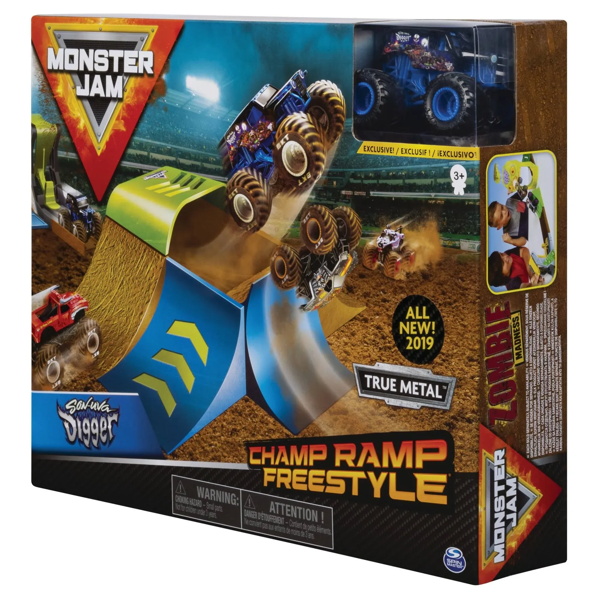 Monster Jam, Champ Ramp Freestyle Playset with Exclusive Son-uva Digger Monster Truck, 1:64 Scale Die-Cast, Kids Toys for Boys and Girls Ages 4-6+