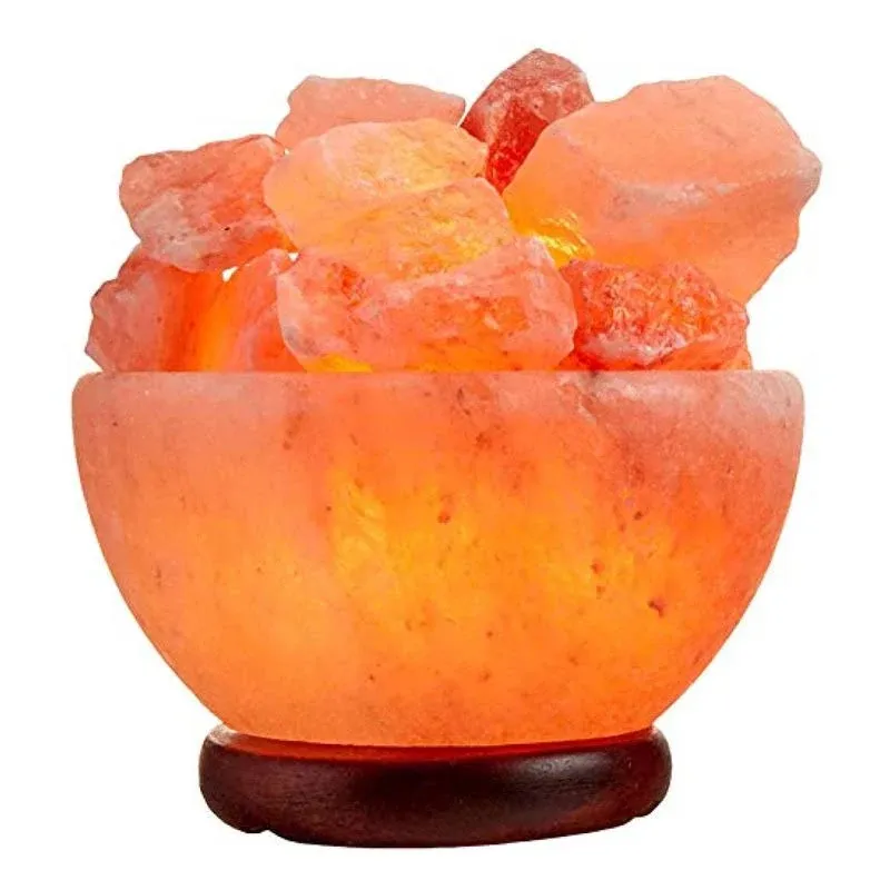 Spantik Himalayan Salt Lamp Bowl Shape with Dimmer Cord Natural Crystal Chunks ...