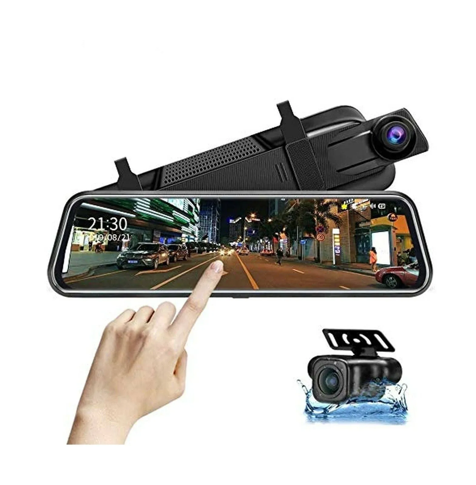 Jansite Upgraded 10'' Rear View Mirror Camera Mirror Dash Cam Front and Rear ...