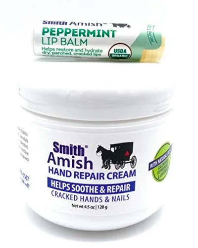 Hand Repair Cream 4.5 oz jar Plus Organic Peppermint Lip Balm.