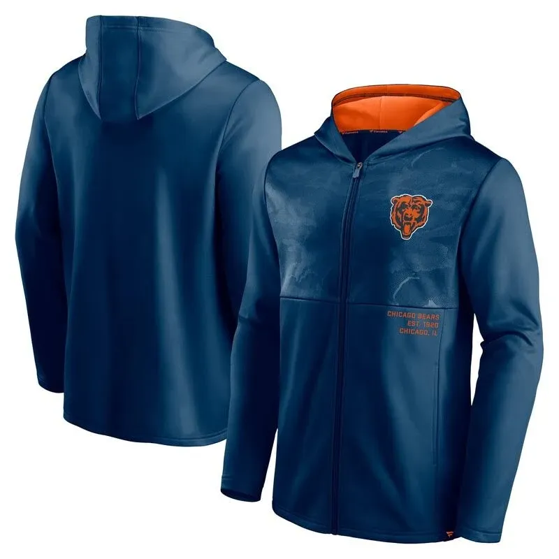 Fanatics Men's Navy Chicago Bears Defender Full-Zip Hoodie Jacket