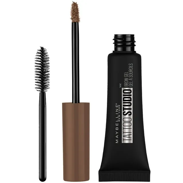 Maybelline TattooStudio Longwear Waterproof Eyebrow Gel Makeup for Fully Defined Brows, Spoolie Applicator Included, Lasts Up To 2 Days, Black Brown, 0.23 Fl Oz (Pack of 1)