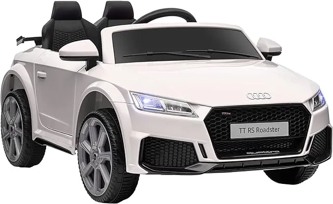 Aosom 6V Kids Electric Ride On Car, Licensed Audi TT RS with Suspension System and Remote Control, Horn, 5 Songs, Lights, MP3 Player, White