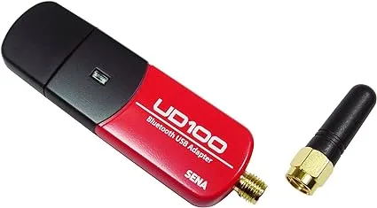 Sena USB Bluetooth Adapter 300m Working Dist, UD100-G03 (300m Working Dist. Exchangeable Antenna, Bluesoleil Driver (Works with Microsoft Bluetooth Driver)), red, Black