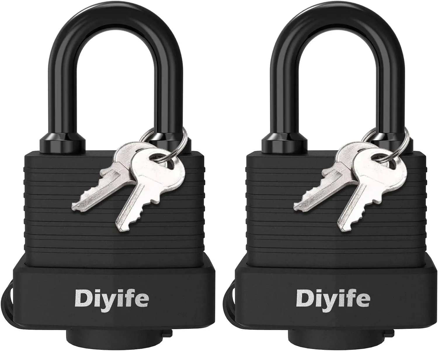 Diyife Padlock with Key, [2 Pack] [4 Keys] Padlock Waterproof Lock Key Padlocks ...