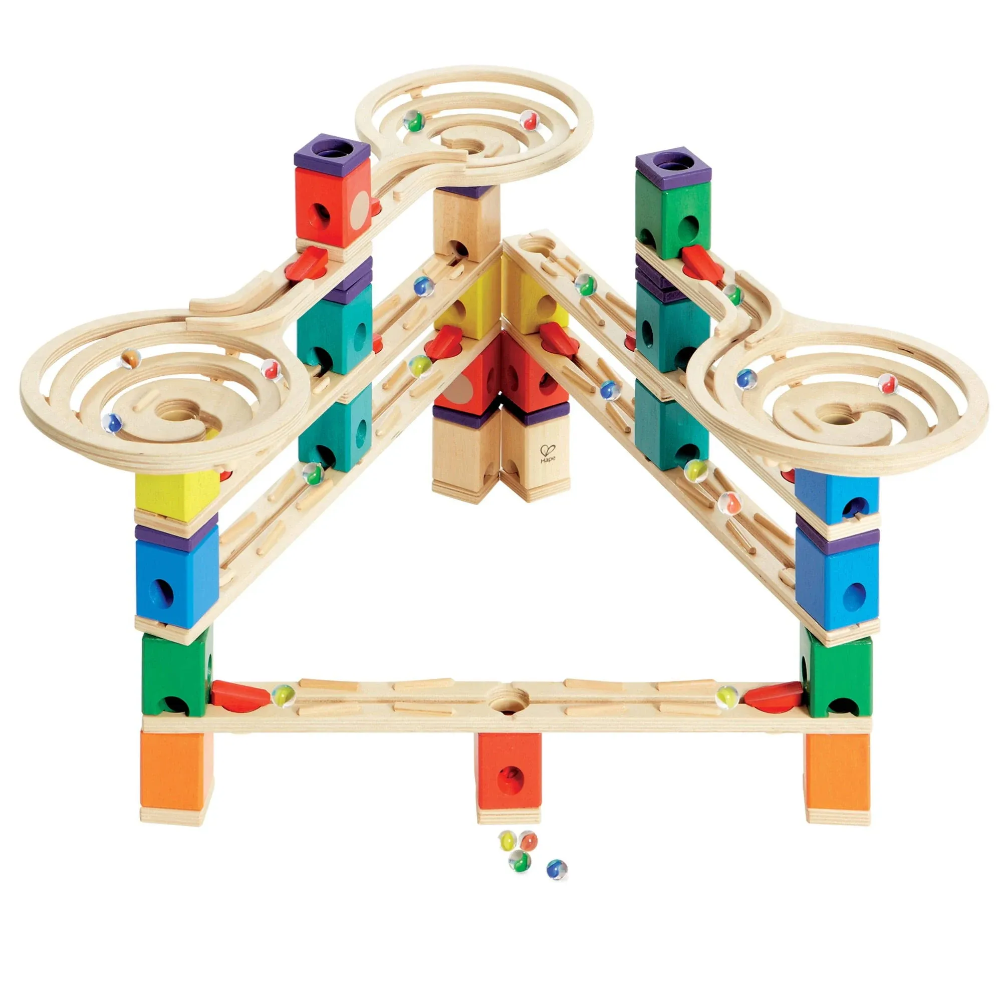 Hape Quadrilla Wooden Marble Run Construction - Vertigo - Quality Time Playing Together Safe and Smart Play for Smart Families,Multicolor