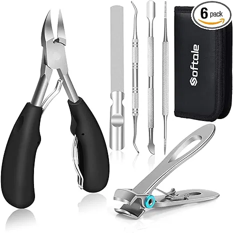 Large Toenail Clippers for Thick & Ingrown Nails Podiatrist Toenail Clippers Kits Stainless Steel Super Sharp Curved Blade Grooming Nail Tool for Man & Women