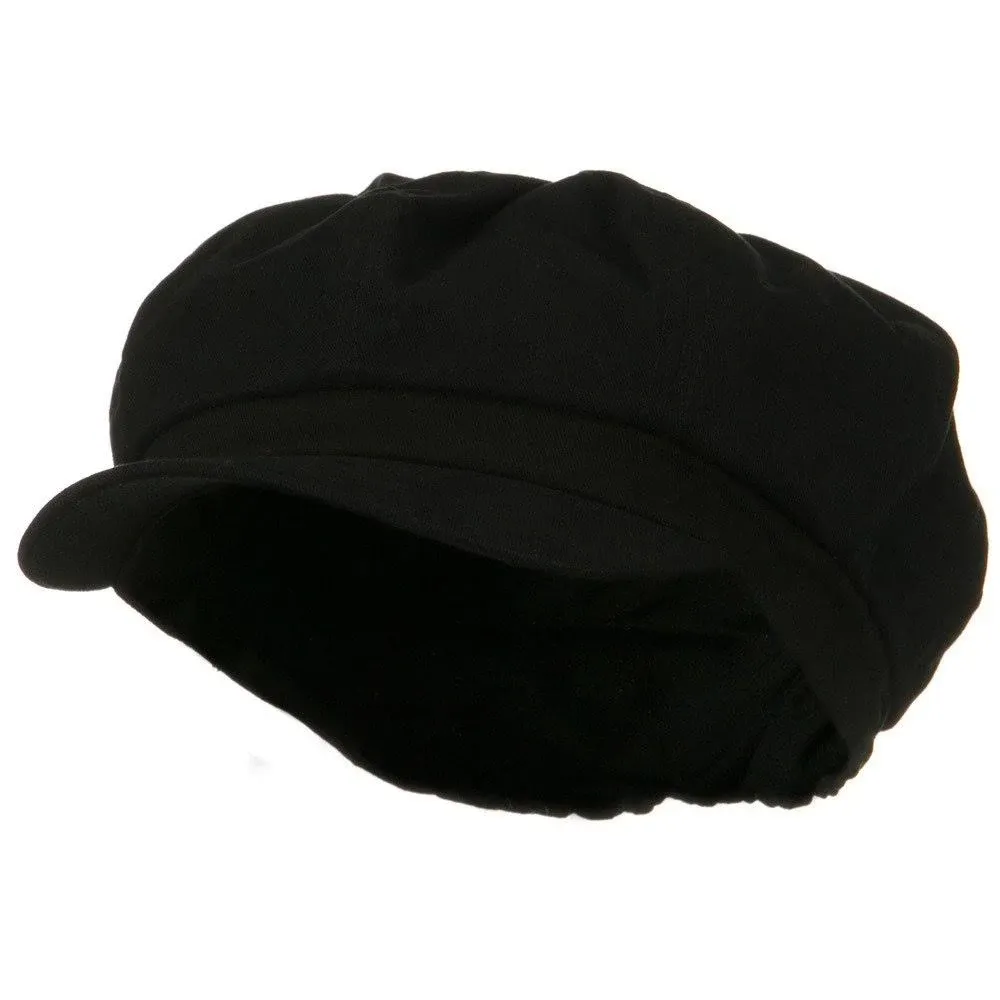 Cotton Elastic Big Size Newsboy Cap, Black / 2XL-3XL