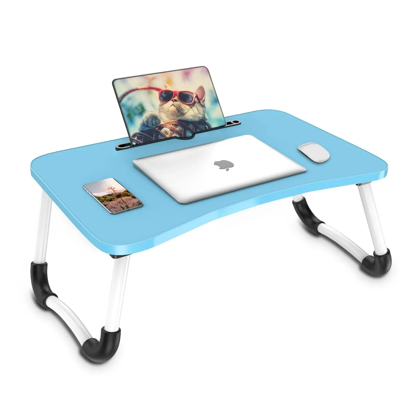 Zapuno Laptop Bed Desk, Portable Foldable Laptop Tray Table with Tablet Slot ...