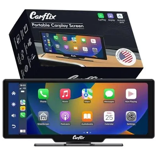 Carflix Portable Wireless CarPlay Screen for Car- 10.26 inch Car Play Screen ...