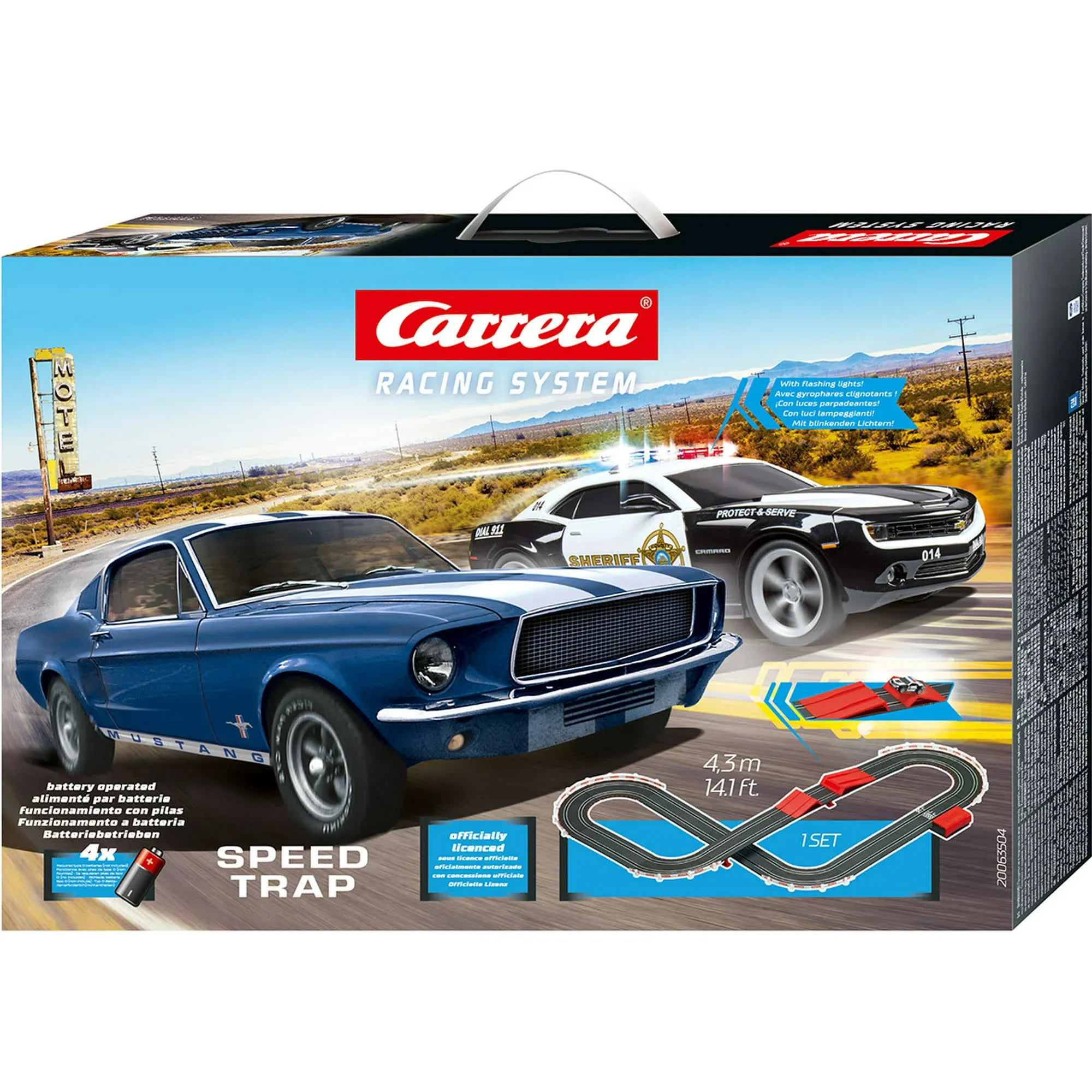 Carrera 63504 Speed Trap Battery Operated 1:43 Scale Slot Car Racing Track Set 