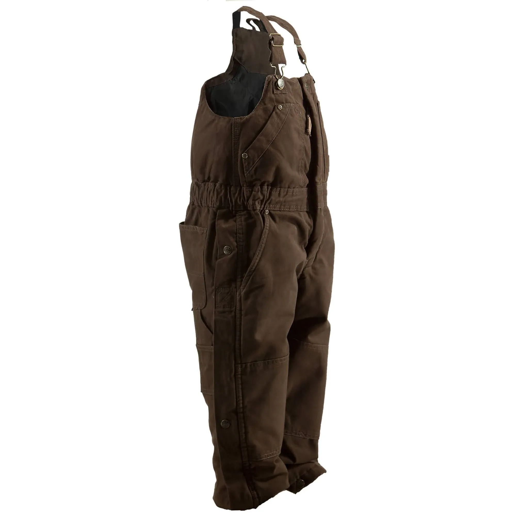 Berne Washed Duck Kid's Insulated Bib Overalls - Bark - Medium