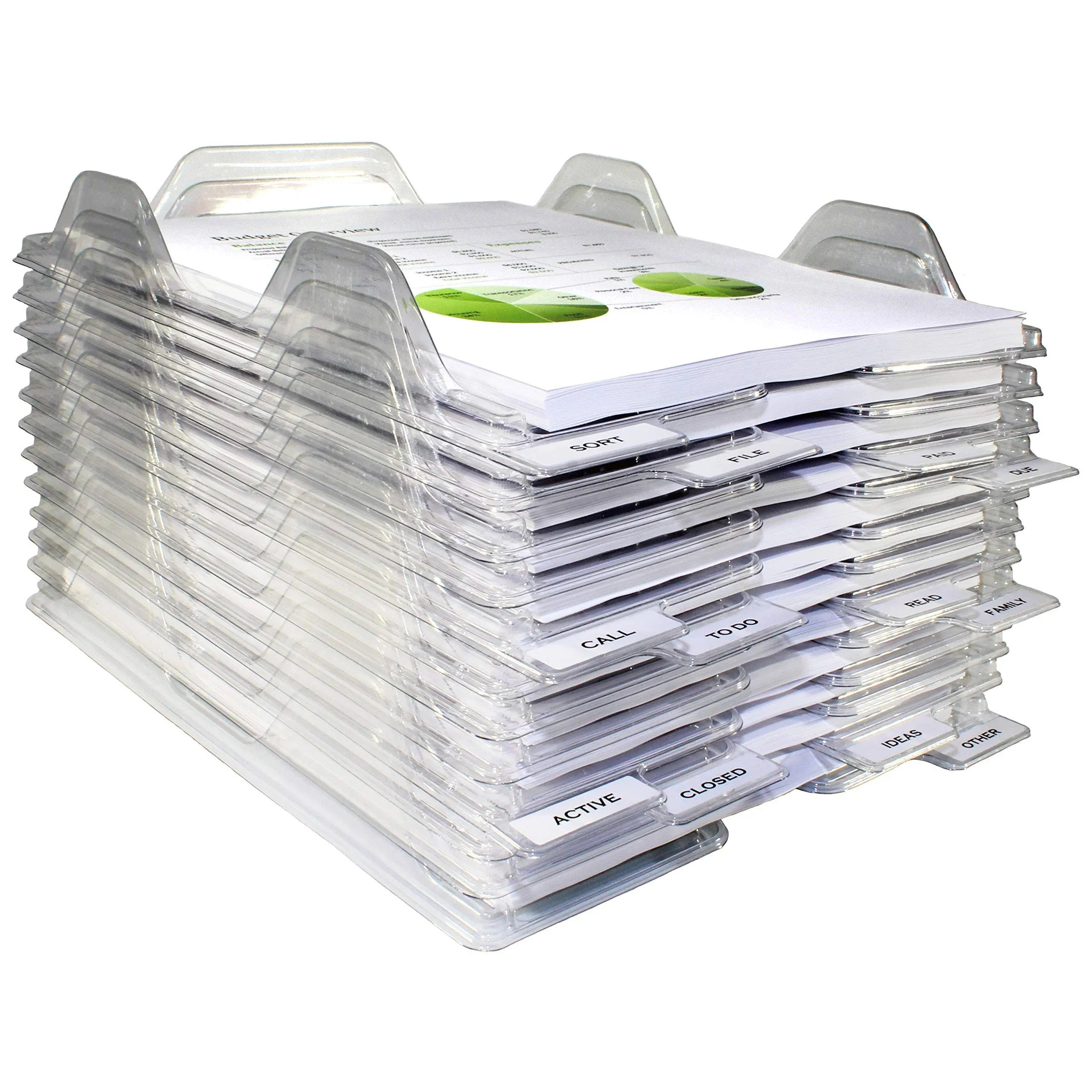 EZSTAX File Organizers - Letter size, Stackable Trays for Desk - for Office Files, Mail, Documents - 48 Pack