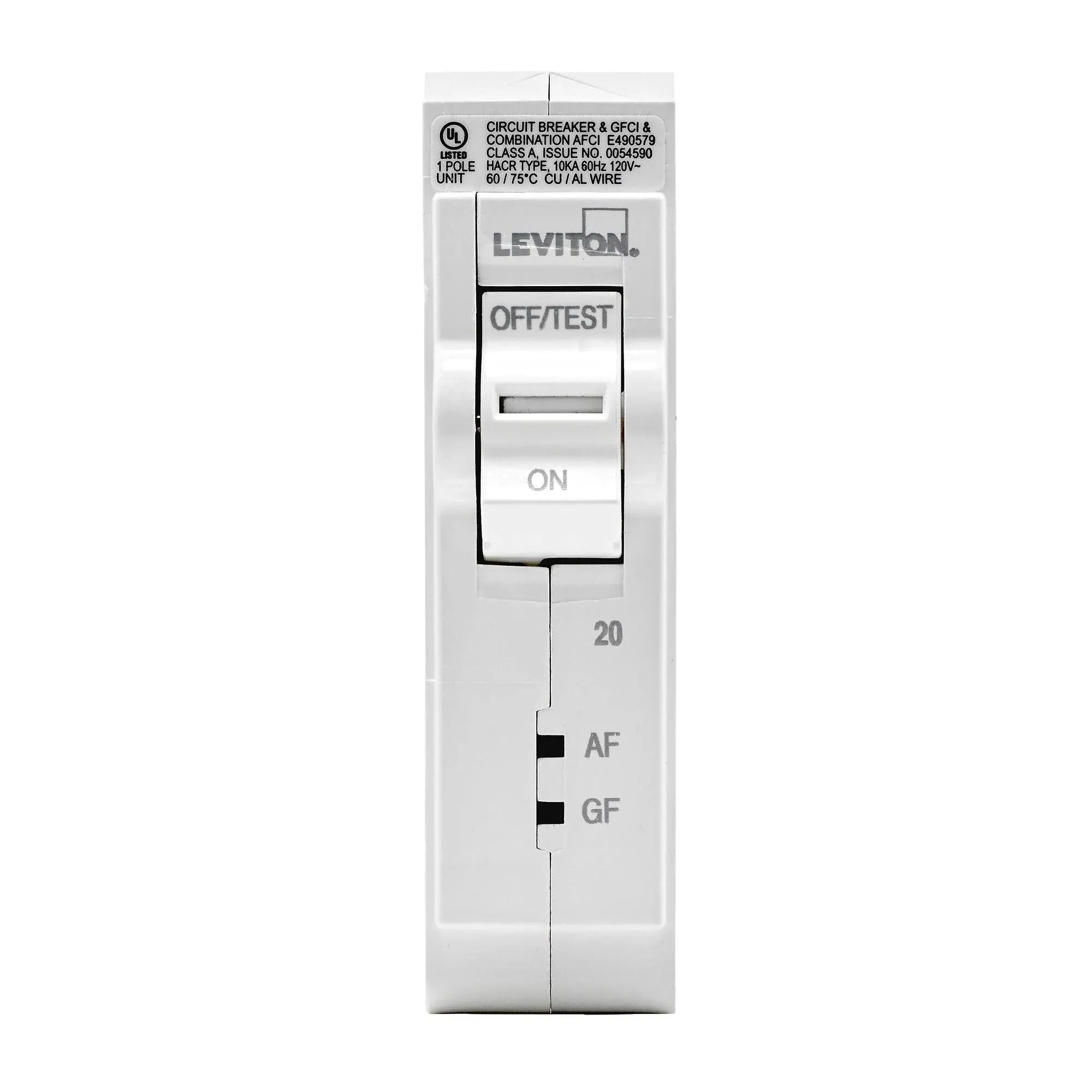 Leviton LB120-DF AFCI/GFCI Hydraulic Magnetic Branch Circuit Breaker, 1 Pole, 20A