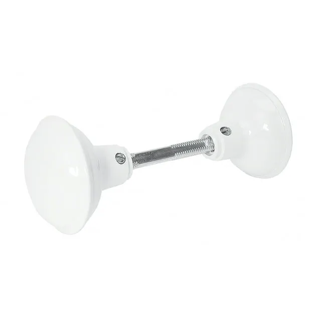 Prime-Line E 2319 Solid Brass Vintage Door Knob Spindle Set, 2-1/4 In. Outside Diameter, White (Single Pack)