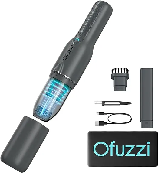 Ofuzzi H8 Apex Cordless Handheld Vacuum Cleaner, 12kPa/30AW Powerful Suction, Lightweight 1.2lbs, Type-C Fast Charging, Dual Filtration, Mini Portable Vacuum for Home Cleaning, Pet, Car (Gray)