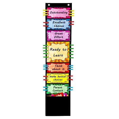 VNOM Student Behavior Clip Chart for Classroom Management Kids Reward Pocket ...