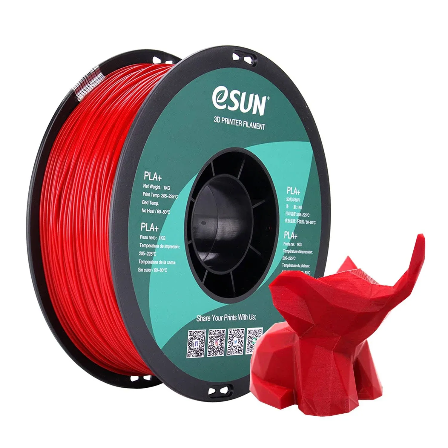 eSUN PLA+ Filament 1.75mm, Enhanced Toughness 3D Printer Filament PLA Plus, Dimensional Accuracy +/- 0.03mm, 1kg Spool (2.2 lbs) 3D Printing Filament