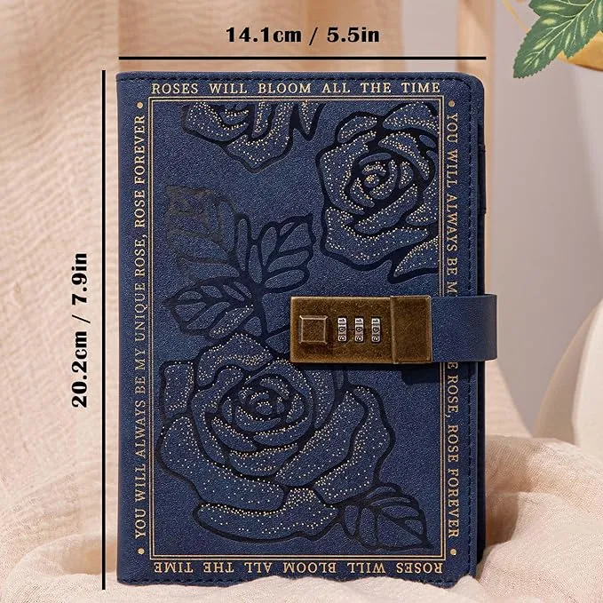 TIEFOSSI B6 Leather Journal Notebook with Combination Lock, Travel Sailor Writing ...