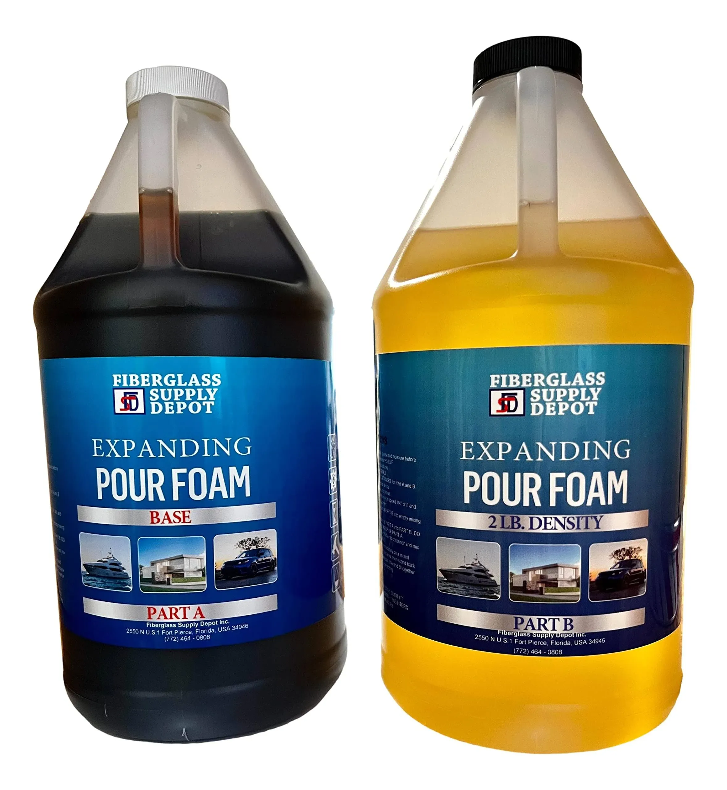 4 Lb Density Expanding Pour Foam, 2 Part Polyurethane Closed Cell Liquid Foam (Quart Kit)