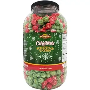 Stonehedge Farms Christmas Kettle Corn - 26 Ounce Barrel - Deliciously Old Fa...