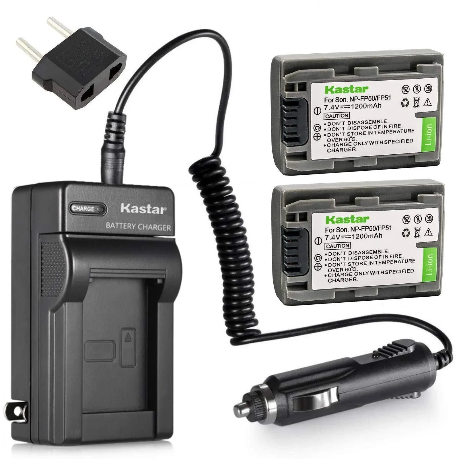 Kastar Battery (2-Pack) and Charger Kit for Sony DVD HandyCam DCR-DVD105 DCR-DVD202E DCR-DVD203 DCR-DVD203E DCR-DVD205 DCR-DVD305 DCR-DVD403 DCR-DVD405 DCR-DVD408 DCR-DVD505 DCR-DVD910 DCR-DVD92