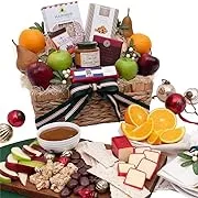 Christmas Fruit Basket of Fruits, Cheese, Chocolate and Nuts by GourmetGiftBaskets.com